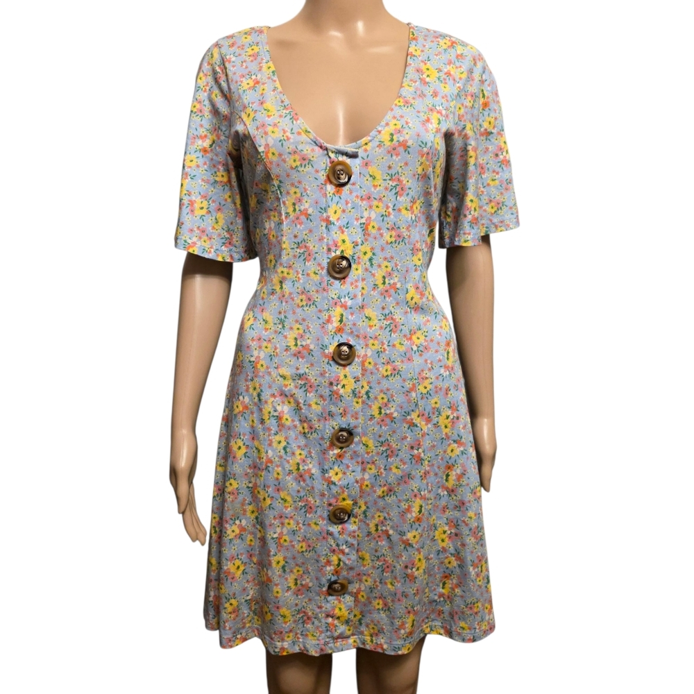 Asos Light Blue Fit & Flare Bell Sleeve Dress Size 6